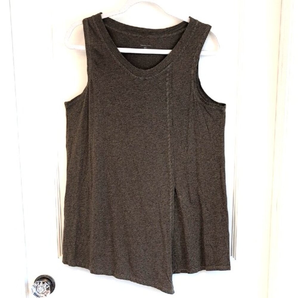 NWT Garnet Hill Asymmetrical Hem Tank Top Medium M Pima Cotton Linen Blend